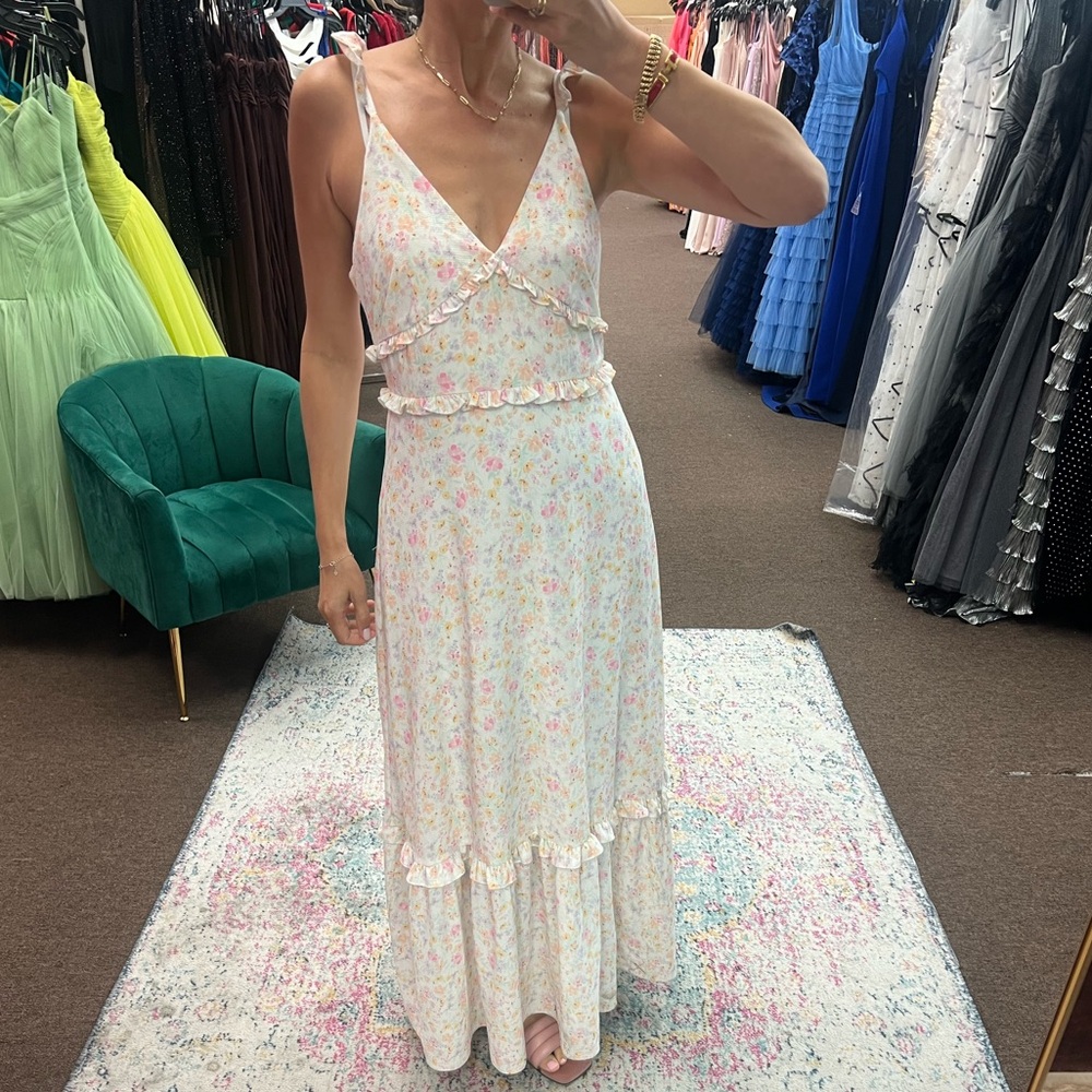BCBGeneration White Sequin Halter Maxi Dress sample